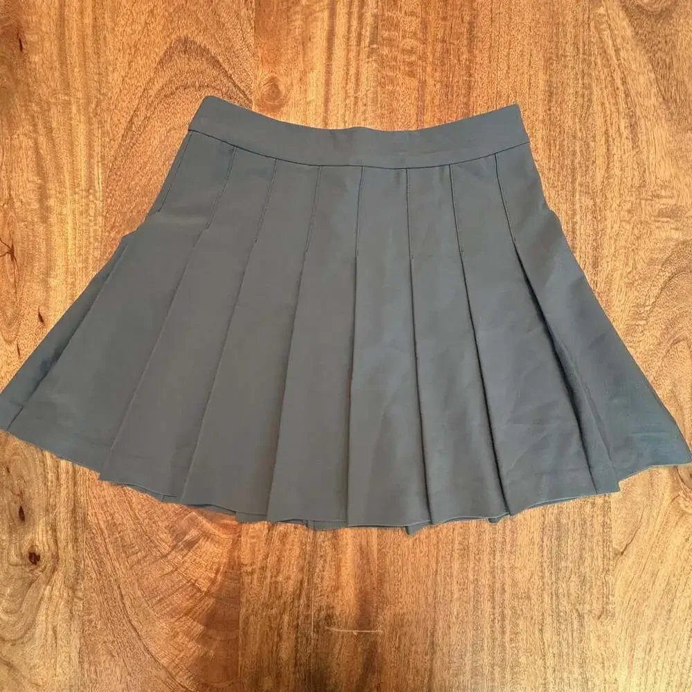 Sunday Best Skirt Womens 4 Gray Pleated Twill Mini Skater School Uniform Tennis